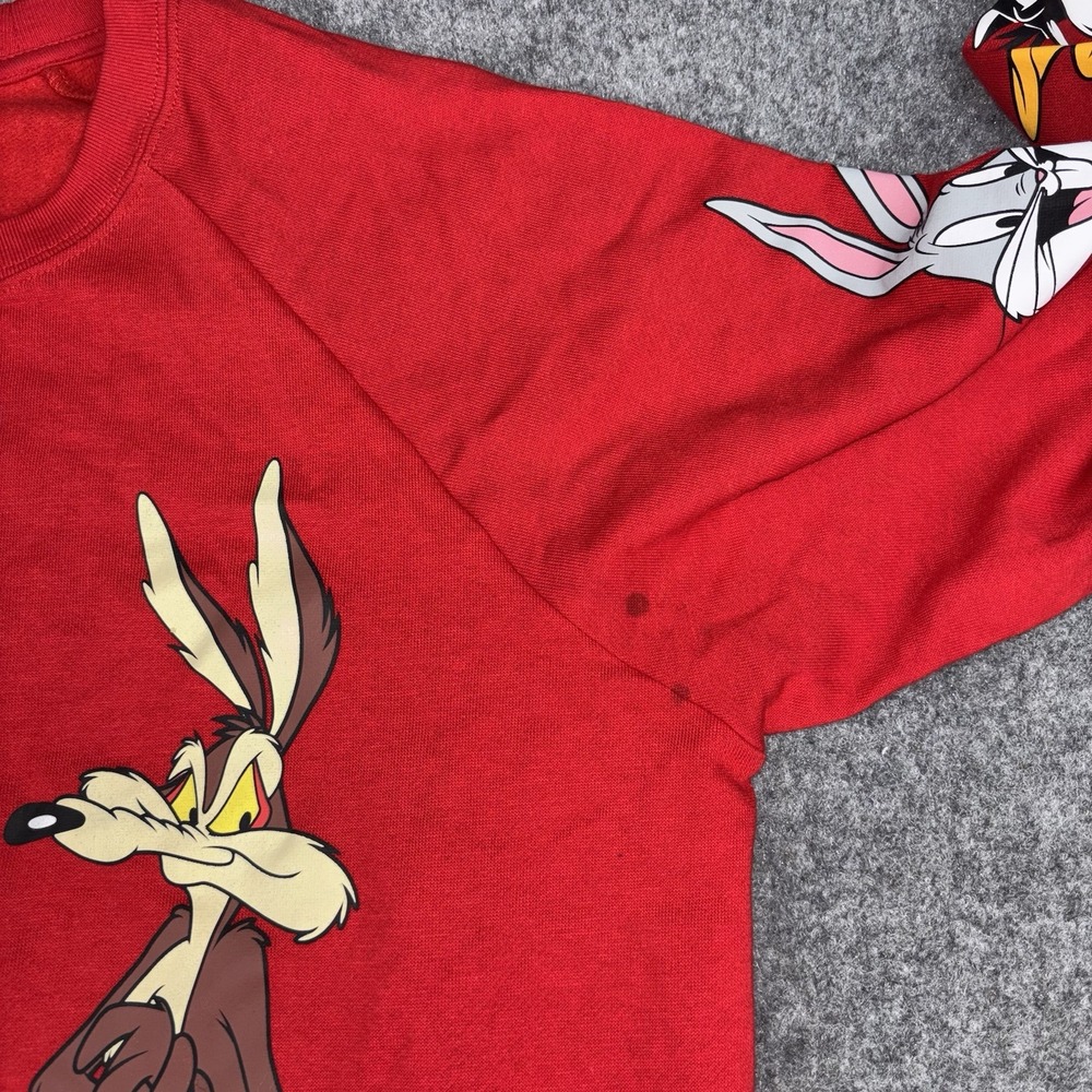 Looney Tunes Sweatshirt Women's Xl Red Pullover Cartoon Bugs Bunny Taz Character - Picture 3 of 10